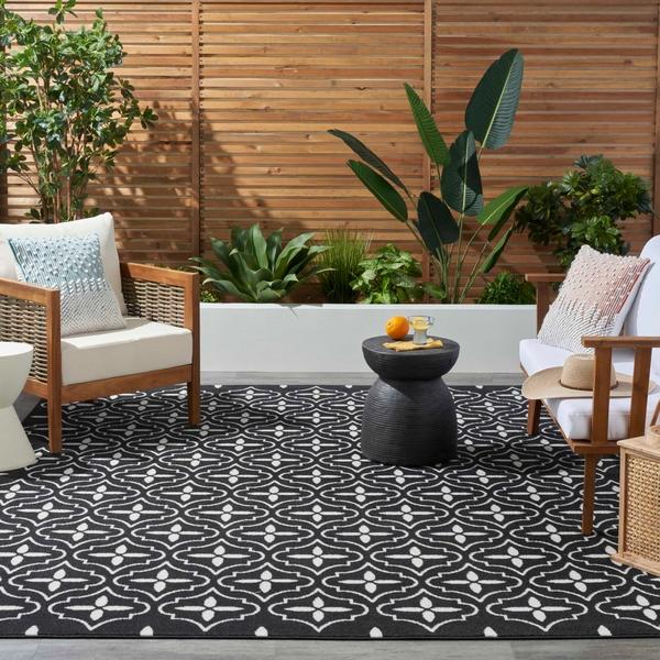Nourison Nourison Home Essentials Black Ivory Indoor/Outdoor Moroccan Rug NRE04 Home