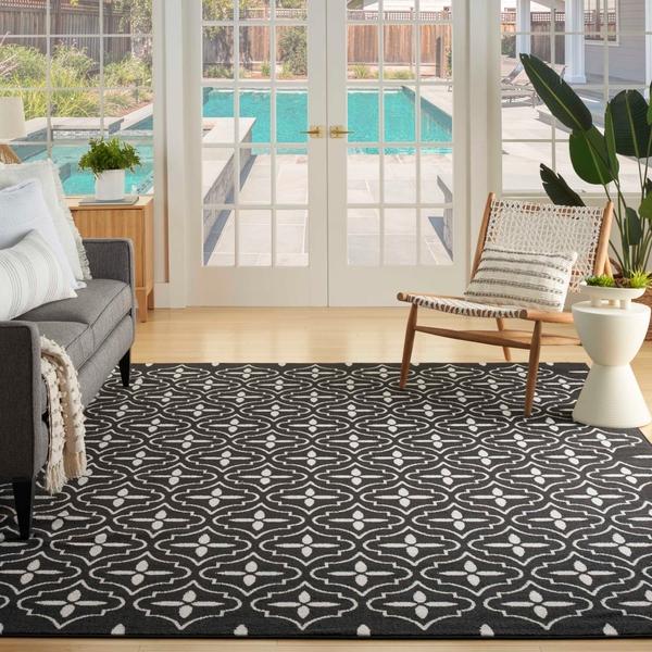 Nourison Nourison Home Essentials Black Ivory Indoor/Outdoor Moroccan Rug NRE04 Home