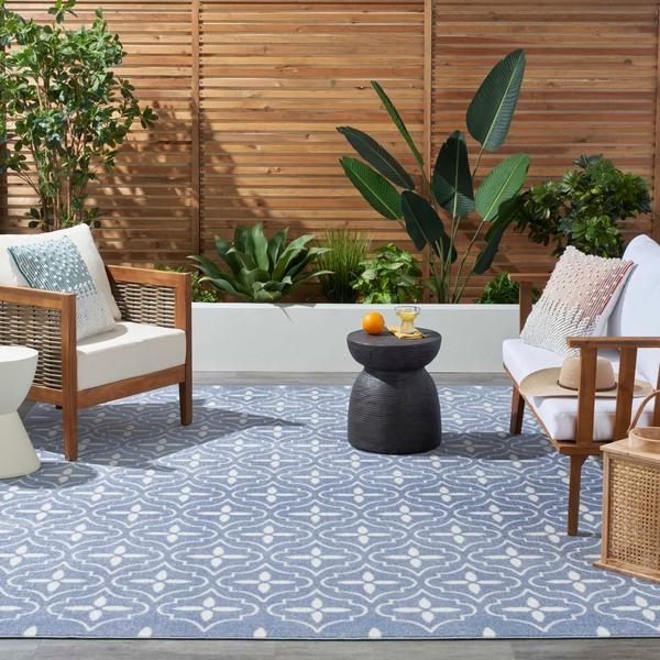 Nourison Nourison Home Essentials Blue Ivory Indoor/Outdoor Moroccan Rug NRE04 Home