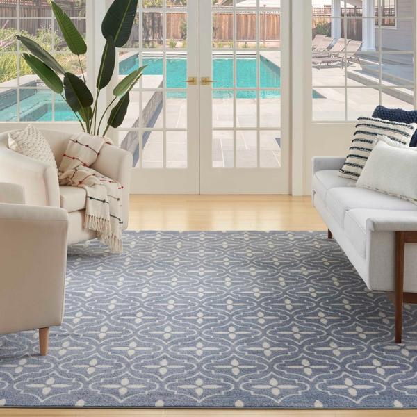 Nourison Nourison Home Essentials Blue Ivory Indoor/Outdoor Moroccan Rug NRE04 Home