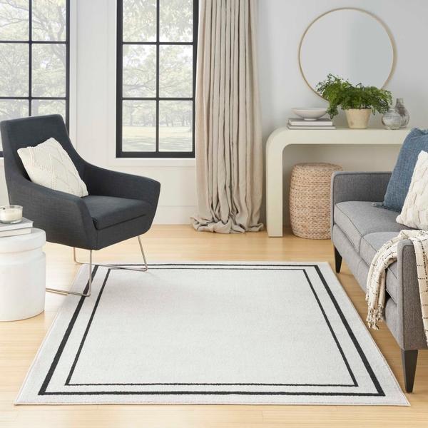 Nourison Nourison Home Essentials Bordered Outdoor Ivory/Black Rug NRE02 Home