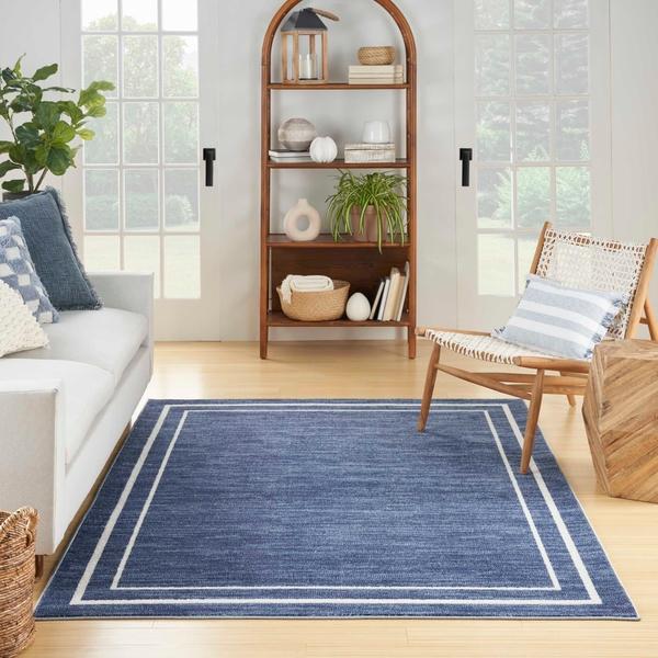 Nourison Nourison Home Essentials Bordered Outdoor Navy Rug NRE02 Home
