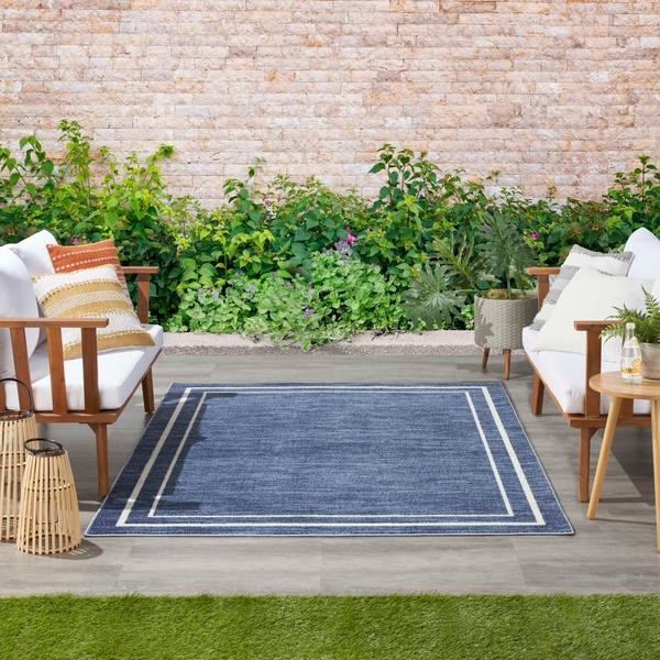nourison Nourison Home Essentials Bordered Outdoor Navy Rug NRE02 Home