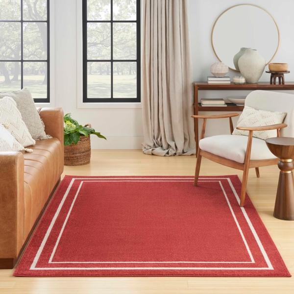 Nourison Nourison Home Essentials Contemporary Bordered Outdoor Red Rug NRE02 Home