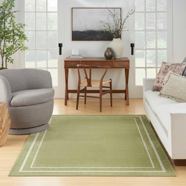 Nourison Nourison Home Essentials Contemporary Bordered Outdoor Green Rug NRE02 Home