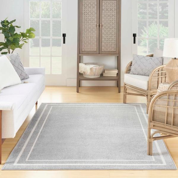 Nourison Nourison Home Essentials Contemporary Bordered Outdoor Grey Rug NRE02 Home