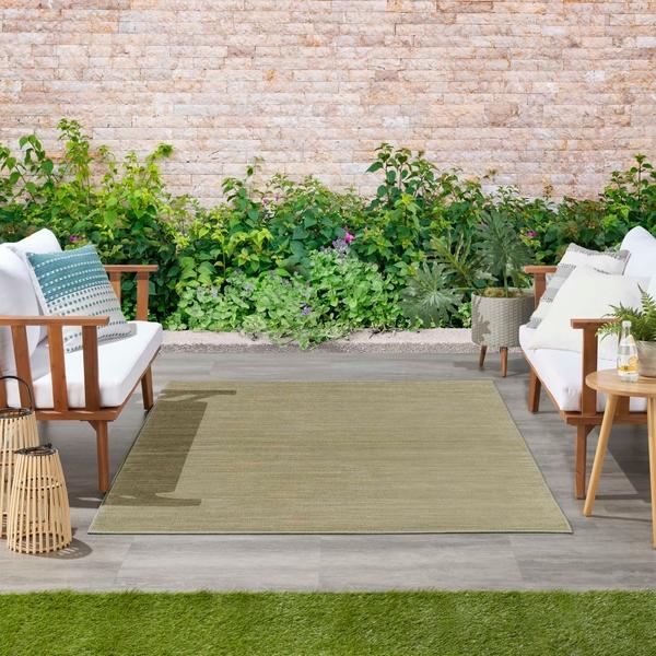 nourison Nourison Home Essentials Green Gold Indoor/Outdoor Solid Rug NRE01 Home