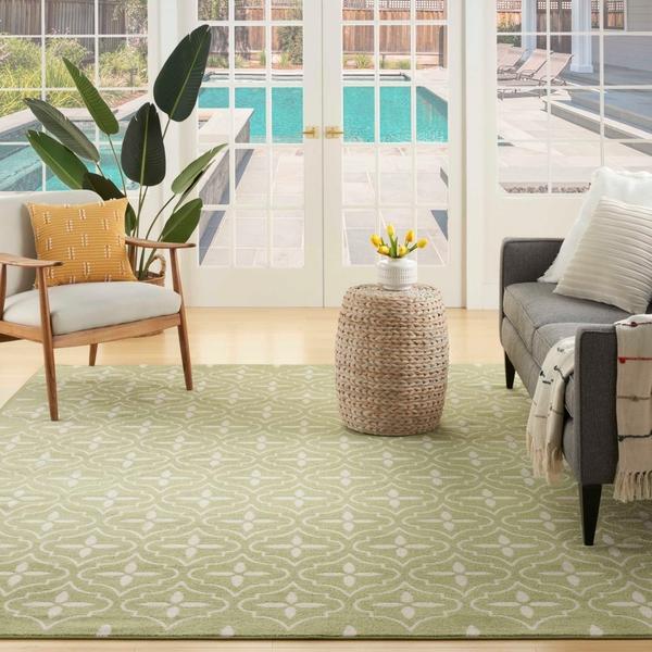 Nourison Nourison Home Essentials Green Ivory Indoor/Outdoor Moroccan Rug NRE04 Home