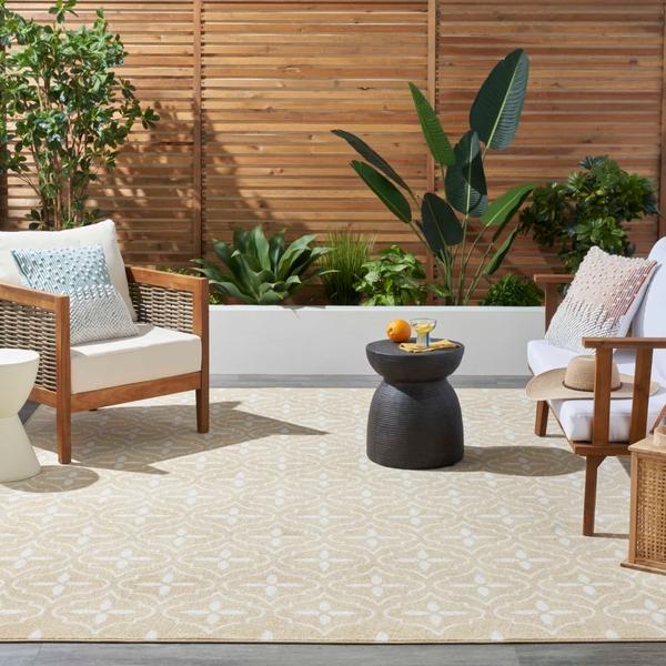 Nourison Nourison Home Essentials Ivory Beige Indoor/Outdoor Moroccan Rug NRE04 Home
