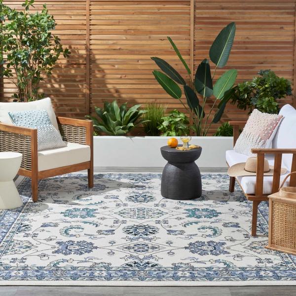 Nourison Nourison Home Essentials Ivory Blue Indoor/Outdoor Persian Rug NRE05 Home