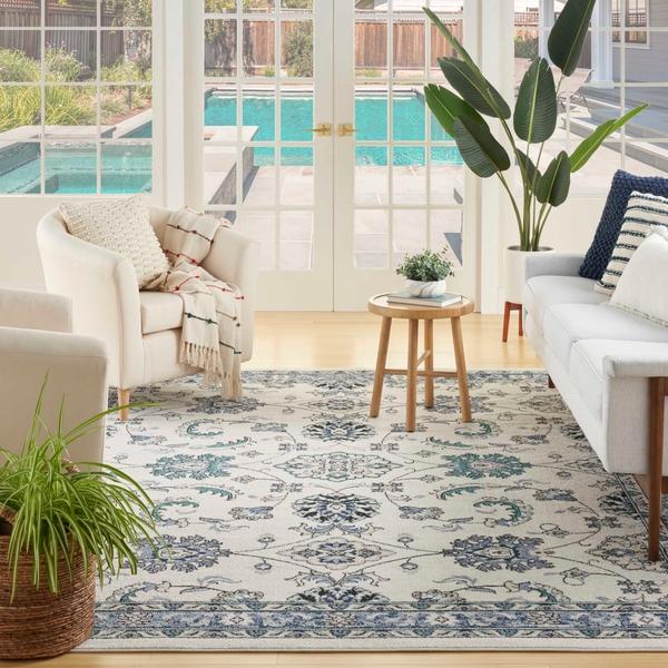 Nourison Nourison Home Essentials Ivory Blue Indoor/Outdoor Persian Rug NRE05 Home