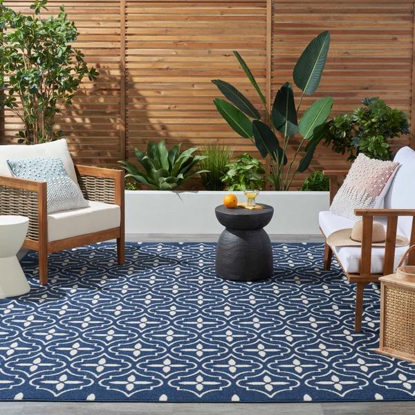 Nourison Nourison Home Essentials Navy Ivory Indoor/Outdoor Moroccan Rug NRE04 Home