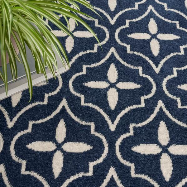 Nourison Nourison Home Essentials Navy Ivory Indoor/Outdoor Moroccan Rug NRE04 Home