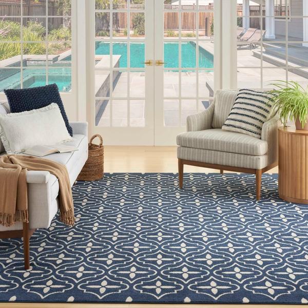 Nourison Nourison Home Essentials Navy Ivory Indoor/Outdoor Moroccan Rug NRE04 Home