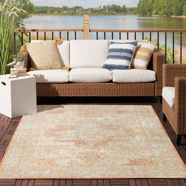 Nourison Nourison Home Essentials Persian Beige Rust Indoor/Outdoor Persian Rug NRE07 Home