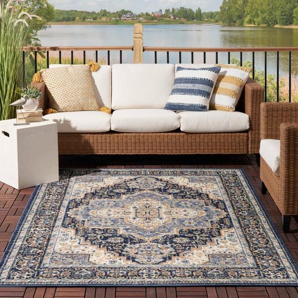 Nourison Nourison Home Essentials Persian Navy Indoor/Outdoor Persian Rug NRE07 Home
