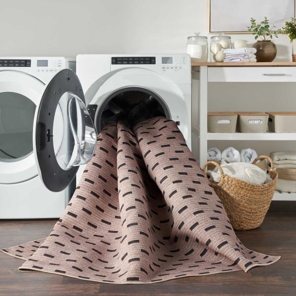 Nourison Nourison Home Washables Cream Black Indoor Only Geometric Rug NWB12 Home