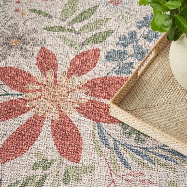 Nourison Nourison Home Washables Cream Multicolor Indoor Only Floral Rug NWB06 Home