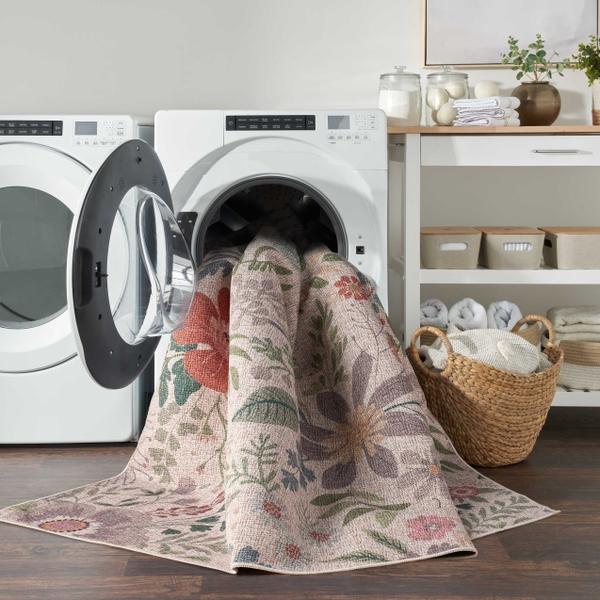 Nourison Nourison Home Washables Cream Multicolor Indoor Only Floral Rug NWB06 Home