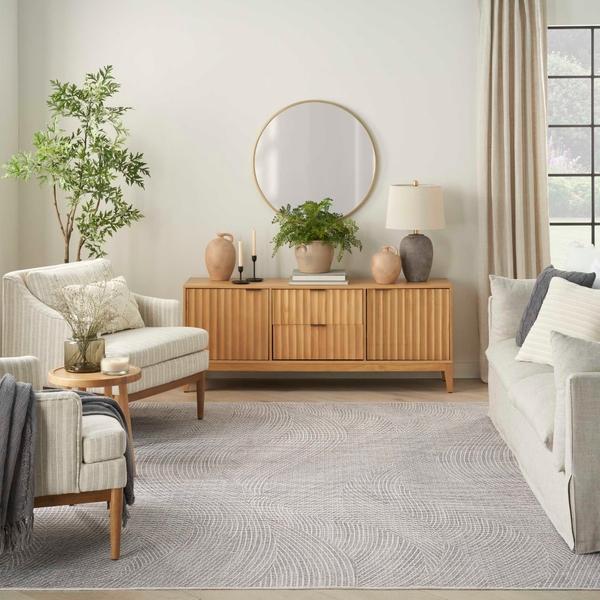 Nourison Nourison Home Washables Ivory Grey Indoor Only Abstract Rug NWB10 Home