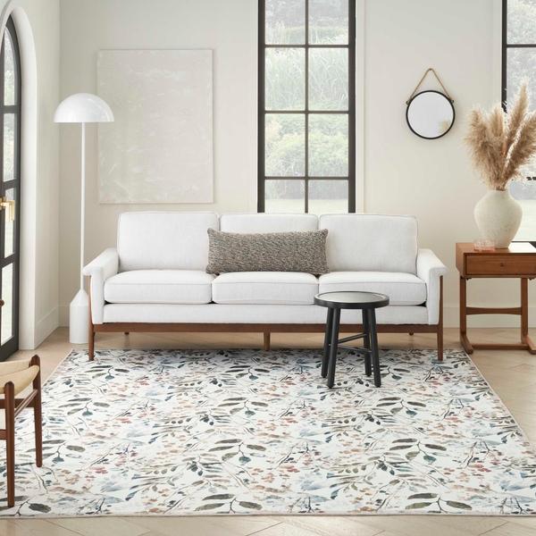 Nourison Nourison Home Washables Ivory Multicolor Indoor Only Floral Rug NWB05 Home