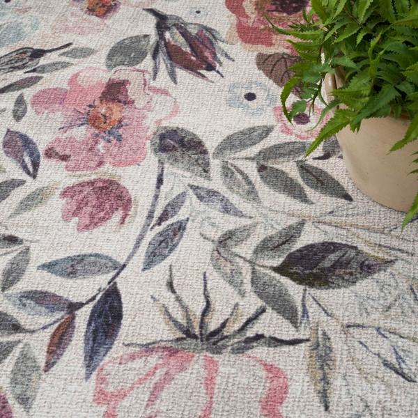 Nourison Nourison Home Washables Ivory Pink Indoor Only Floral Rug NWB01 Home