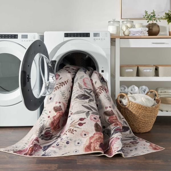 Nourison Nourison Home Washables Ivory Pink Indoor Only Floral Rug NWB01 Home