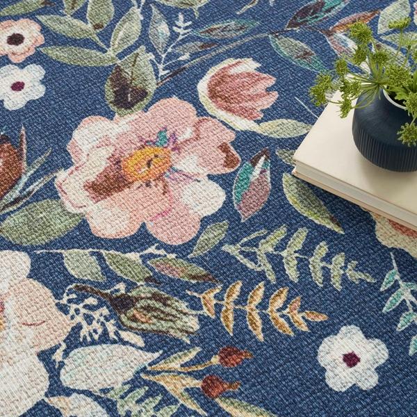 Nourison Nourison Home Washables Navy Multicolor Indoor Only Floral Rug NWB01 Home