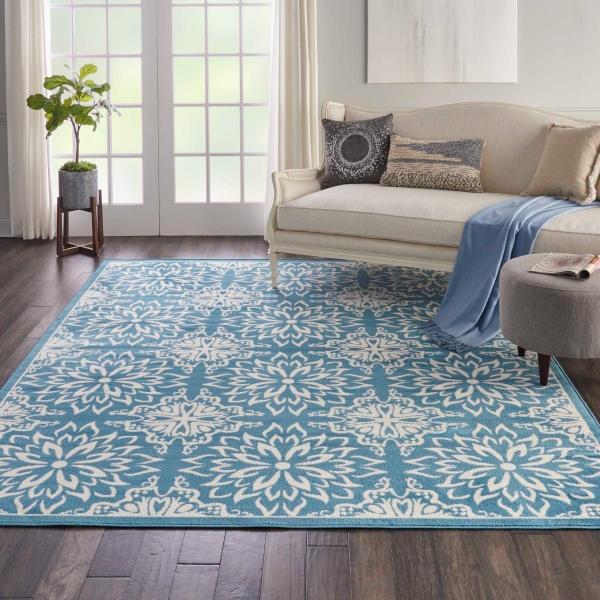 Nourison Jubilant Floral Blue Rug JUB06 Home