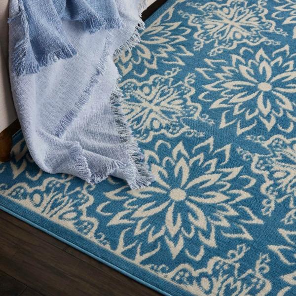 Nourison Jubilant Floral Blue Rug JUB06 Home