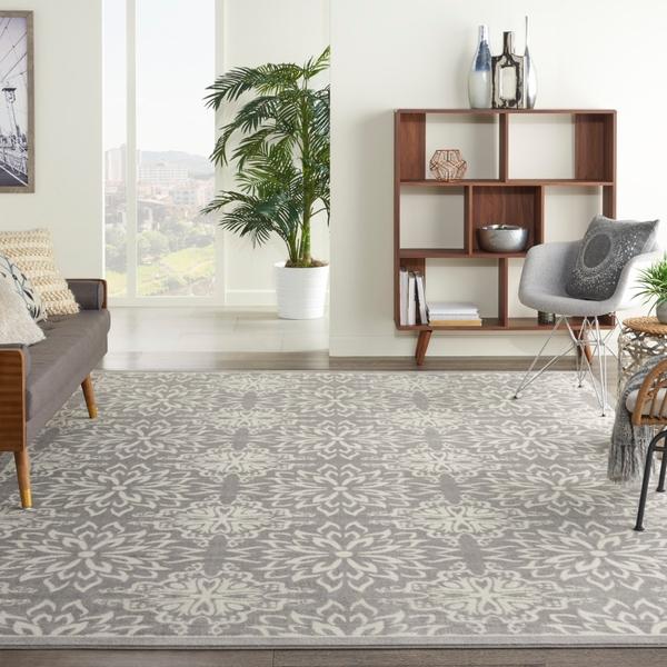 Nourison Jubilant Floral Grey Rug JUB06 Home