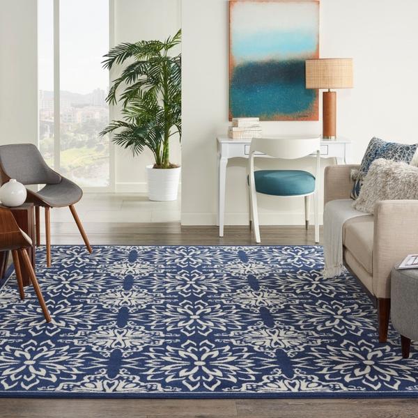 Nourison Jubilant Floral Navy Blue Rug JUB06 Home