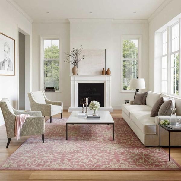 Nourison Jubilant Floral Pink Rug JUB06 Home