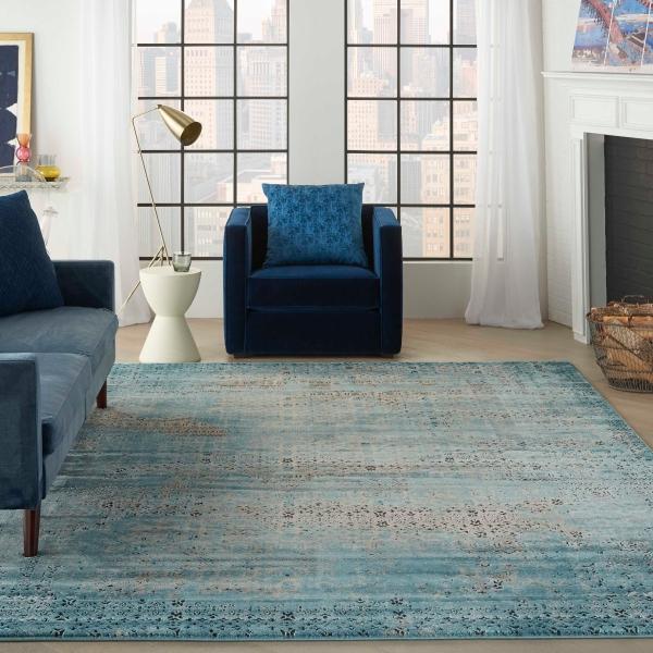 nourison KARMA KRM01 BLUE AREA RUG