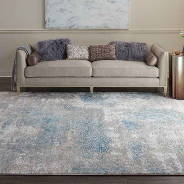 Nourison KARMA KRM07 IVORY/LIGHT BLUE AREA RUG