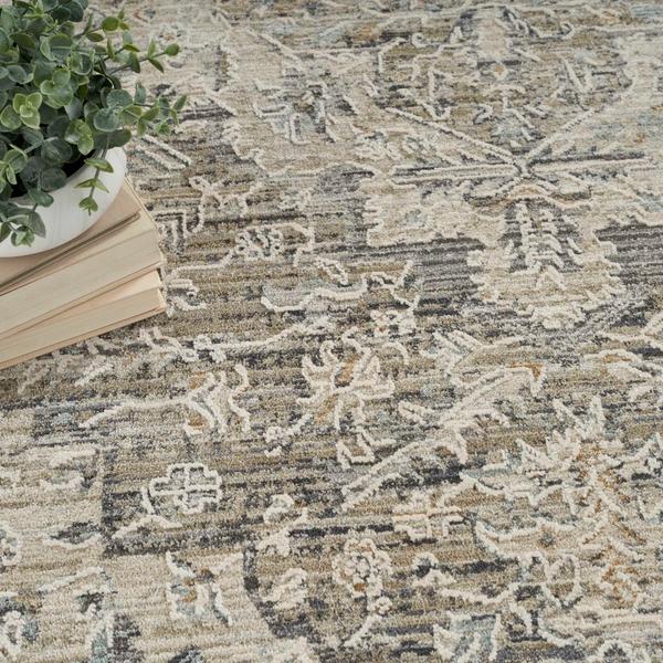 Nourison Lynx Boho Chic Floral Taupe Grey Rug Home