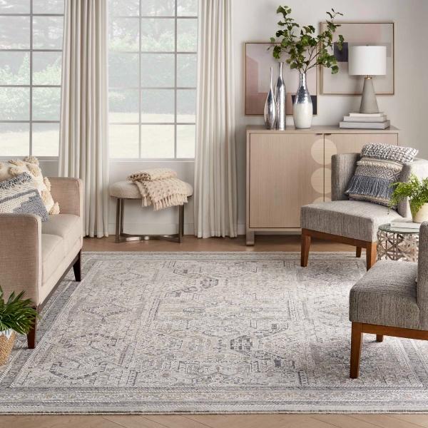 nourison Lynx Boho Textured Grey/Blue Rug Home