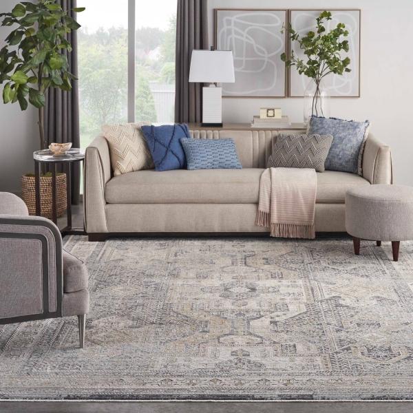 nourison Lynx Boho Textured Grey/Ivory Rug Home