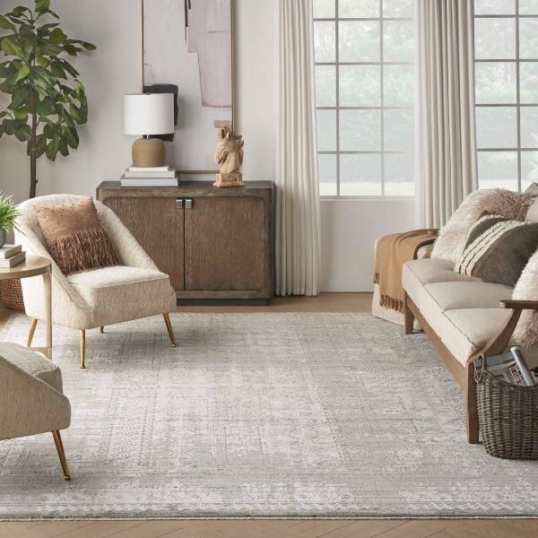 nourison Lynx Tribal Geometric Grey/Beige Rug Home