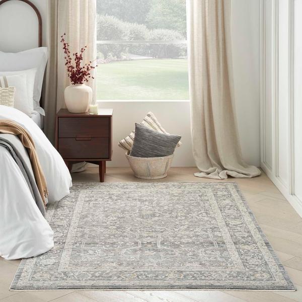 Nourison Lynx Vintage Style Slate Grey Rug Home