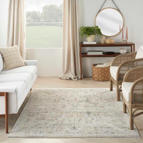 Nourison Lynx Vintage Style Taupe Grey Rug Home