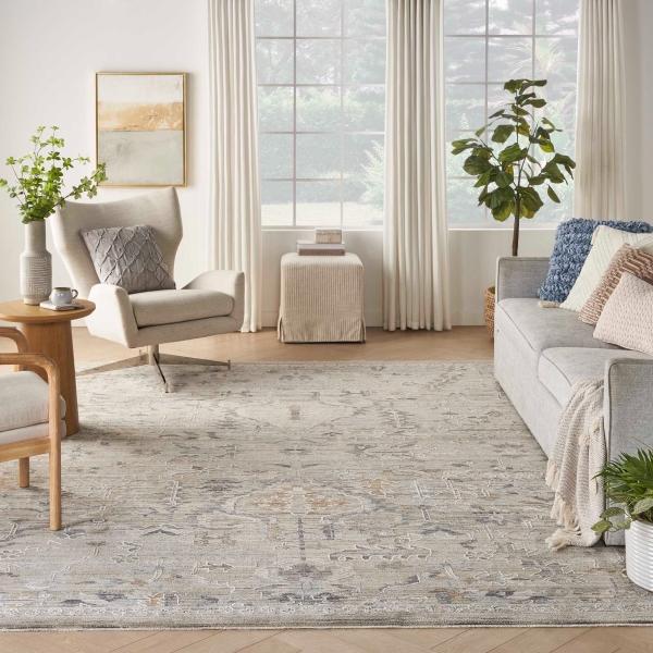 nourison Lynx Vintage Style Taupe Grey Rug Home