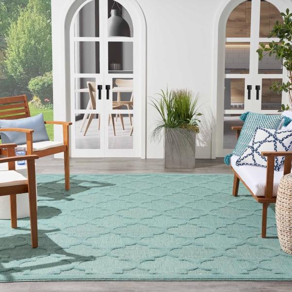 Nourison Nourison Easy Care NES01 Aqua/Teal Rug