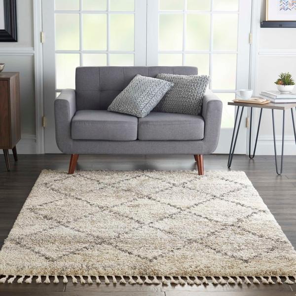 Nourison OSLO SHAG OSL01 IVORY/GREY AREA RUG