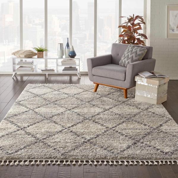 Nourison OSLO SHAG OSL01 IVORY/GREY AREA RUG