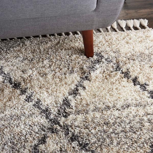 Nourison OSLO SHAG OSL01 IVORY/GREY AREA RUG