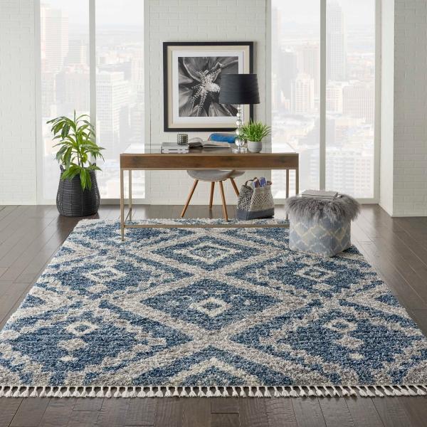 Nourison OSLO SHAG OSL02 DENIM BLUE AREA RUG