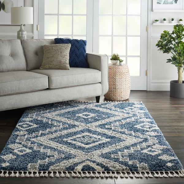 Nourison OSLO SHAG OSL02 DENIM BLUE AREA RUG