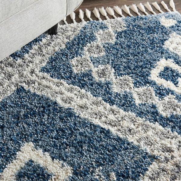 Nourison OSLO SHAG OSL02 DENIM BLUE AREA RUG