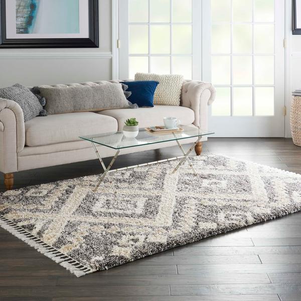 Nourison OSLO SHAG OSL02 GREY/IVORY AREA RUG